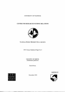 E - S - R ' C COUNTRY OF BIRTH: Settlement patterns