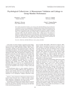 Psychological Collectivism: A Measurement Validation and Linkage to Group Member Performance