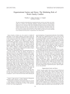 Organizational Justice and Stress: The Mediating Role of Work–Family Conflict