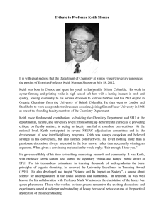 Tribute to Professor Keith Slessor