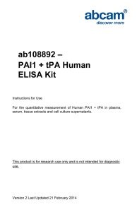 ab108892 – PAI1 + tPA Human ELISA Kit