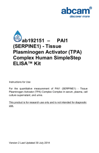 ab192151  – (SERPINE1) - Tissue Plasminogen Activator (TPA) Complex Human SimpleStep