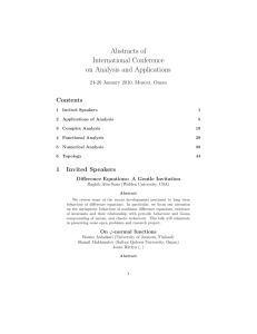 Abstracts of International Conference on Analysis and Applications Contents