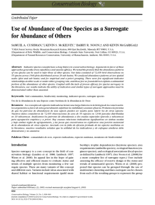 Use of Abundance of One Species as a Surrogate Contributed Paper