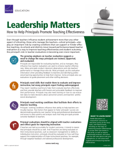 Leadership Matters How to Help Principals Promote Teaching Effectiveness EDUCATION