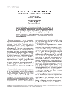 A THEORY OF COLLECTIVE EMPATHY IN CORPORATE PHILANTHROPY DECISIONS ALAN R. MULLER