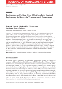 Legitimacy-as-Feeling: How Affect Leads to Vertical Legitimacy Spillovers in Transnational Governance