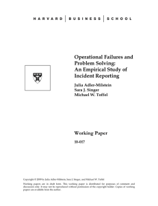 Operational Failures and Problem Solving: An Empirical Study of Incident Reporting