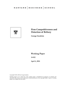 Firm Competitiveness and Detection of Bribery Working Paper 14-012