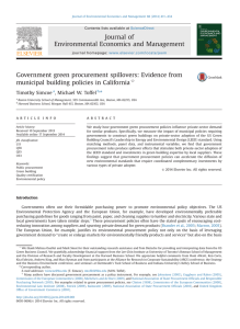 Journal of Environmental Economics and Management Government green procurement spillovers: Evidence from