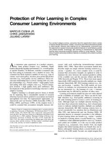 Protection of Prior Learning in Complex Consumer Learning Environments MARCUS CUNHA JR.