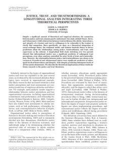 JUSTICE, TRUST, AND TRUSTWORTHINESS: A LONGITUDINAL ANALYSIS INTEGRATING THREE THEORETICAL PERSPECTIVES