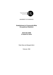Establishment of Community-Wide Occupational Statistics ISCO 88 (COM) A Guide for Users
