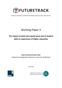 Working Paper 3 debt on experience of higher education