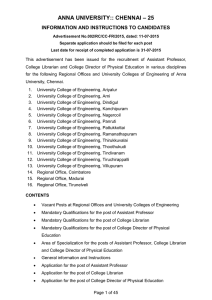 ANNA UNIVERSITY:: CHENNAI – 25 INFORMATION AND INSTRUCTIONS TO CANDIDATES