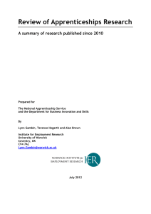 Review of Apprenticeships Research A summary of research published since 2010