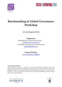 Benchmarking in Global Governance Workshop  12–14 March 2014