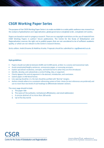 CSGR Working Paper Series