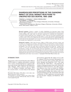 SHAREHOLDER PERCEPTIONS OF THE CHANGING IMPACT OF CEOS: MARKET REACTIONS TO
