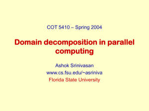Domain decomposition in parallel computing – Spring 2004 COT 5410