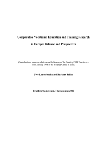 Comparative Vocational Education and Training Research in Europe: Balance and Perspectives