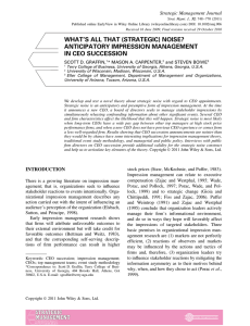 WHAT’S ALL THAT (STRATEGIC) NOISE? ANTICIPATORY IMPRESSION MANAGEMENT IN CEO SUCCESSION