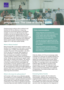 Evaluating conditional cash transfer programmes: The case of Bolsa Familia Research brief