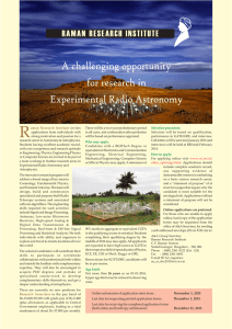 R A challenging opportunity for research in Experimental Radio Astronomy