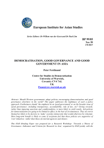 European Institute for Asian Studies  BP 99/05 DEMOCRATISATION, GOOD GOVERNANCE AND GOOD