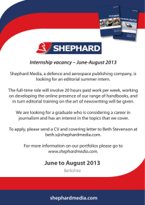 Internship vacancy – June-August 2013