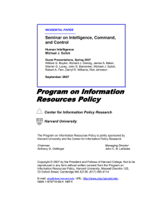 Seminar on Intelligence, Command, and Control  Human Intelligence