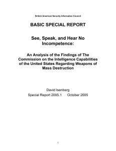 BASIC SPECIAL REPORT See, Speak, and Hear No Incompetence: