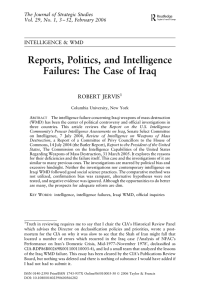 Reports, Politics, and Intelligence Failures: The Case of Iraq ROBERT JERVIS