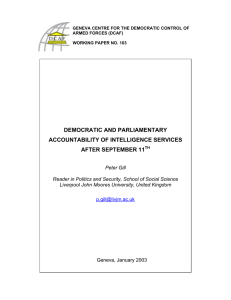 DEMOCRATIC AND PARLIAMENTARY ACCOUNTABILITY OF INTELLIGENCE SERVICES AFTER SEPTEMBER 11