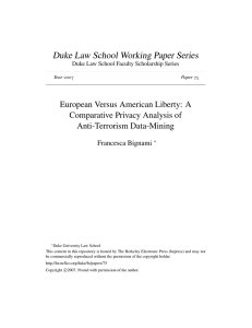 Duke Law School Working Paper Series European Versus American Liberty: A