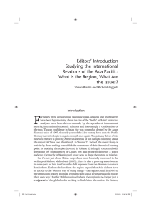 Editors’ Introduction Studying the International Relations of the Asia Pacifi c: