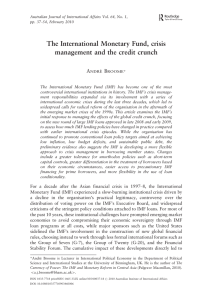 The International Monetary Fund, crisis management and the credit crunch A B
