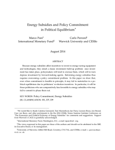 Energy Subsidies and Policy Commitment in Political Equilibrium ∗ Marco Pani