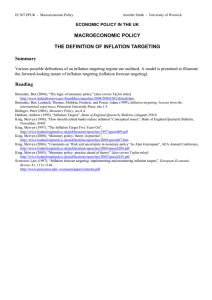 MACROECONOMIC POLICY THE DEFINITION OF INFLATION TARGETING Summary