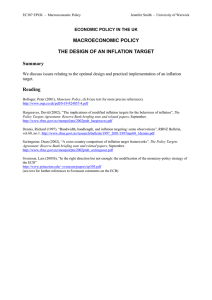 MACROECONOMIC POLICY THE DESIGN OF AN INFLATION TARGET Summary Reading