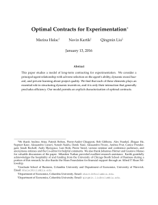 Optimal Contracts for Experimentation ∗ Marina Halac Navin Kartik