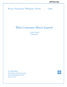 What Constrains Africa’s Exports? Policy  Research  Working  Paper 5184 WPS5184