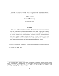 Asset Markets with Heterogeneous Information Pablo Kurlat Stanford University November 2014