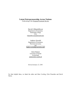 Latent Entrepreneurship Across Nations David G Blanchflower