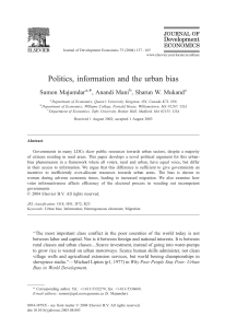 Politics, information and the urban bias *, Anandi Mani Sumon Majumdar