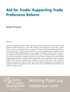 Aid for Trade: Supporting Trade Preference Reform Susan Prowse Abstract