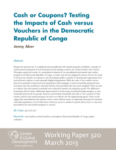 Cash or Coupons? Testing the Impacts of Cash versus Republic of Congo