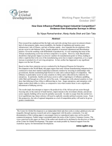 Working Paper Number 127 October 2007 How Does Influence-Peddling Impact Industrial Competition?