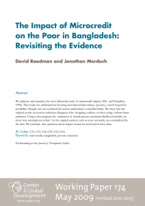 The Impact of Microcredit on the Poor in Bangladesh: Revisiting the Evidence