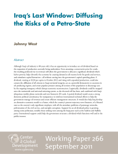 Iraq’s Last Window: Diffusing the Risks of a Petro-State Johnny West Abstract